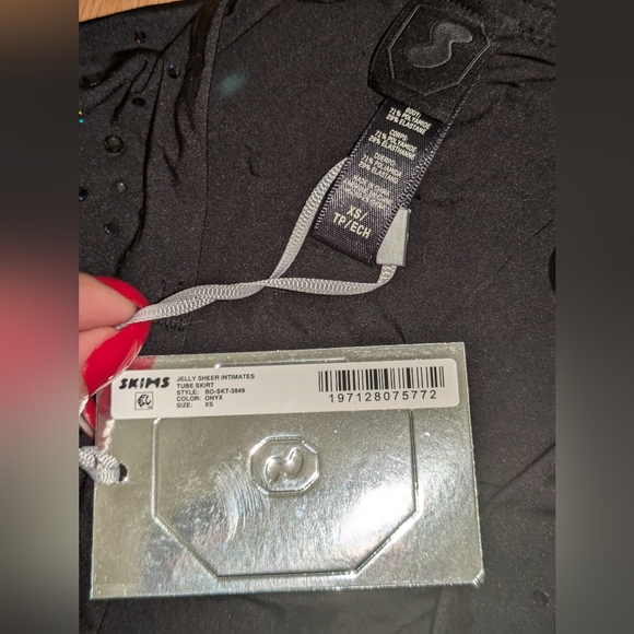 NWT SKIMS X SWAROVSKI JELLY SHEER INTIMATES TUBE SKIRT & BANDEAU SET IN ONYX - Picture 8 of 9